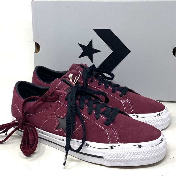 Converse One Star Pro OX Shoes Low Men's Sneakers Skate Suede Bordeaux A05091C - Picture 2 of 11